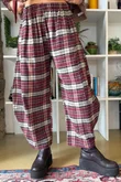 Patrick Plaid Brushed Cotton 7/8 Barrel Pant Burgundy
